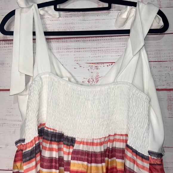 Women’s Striped Bottom Tie Shoulder Dress | 0XL - Picture 5 of 5